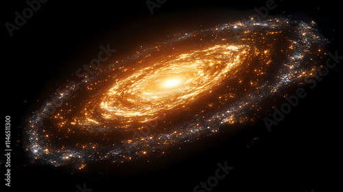 Elliptical galaxy. explore the cosmo universe with spiraling stars in lactic way. Ecliptical. Illustration