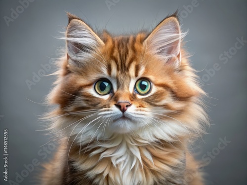 Siberian Kitten Photography: Adorable Fluffy Cat, Rule of Thirds Composition