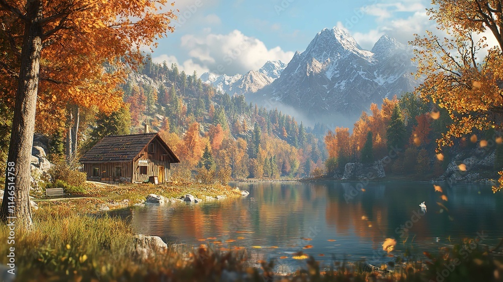 Fototapeta premium Peaceful Autumn Alps Mountain View, Reiteralm, Steiermark