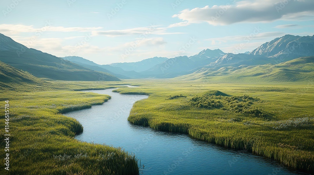 Realistic Vector Image of the Mountain Landscape Realistic Vector Image of the Mountain Landscape