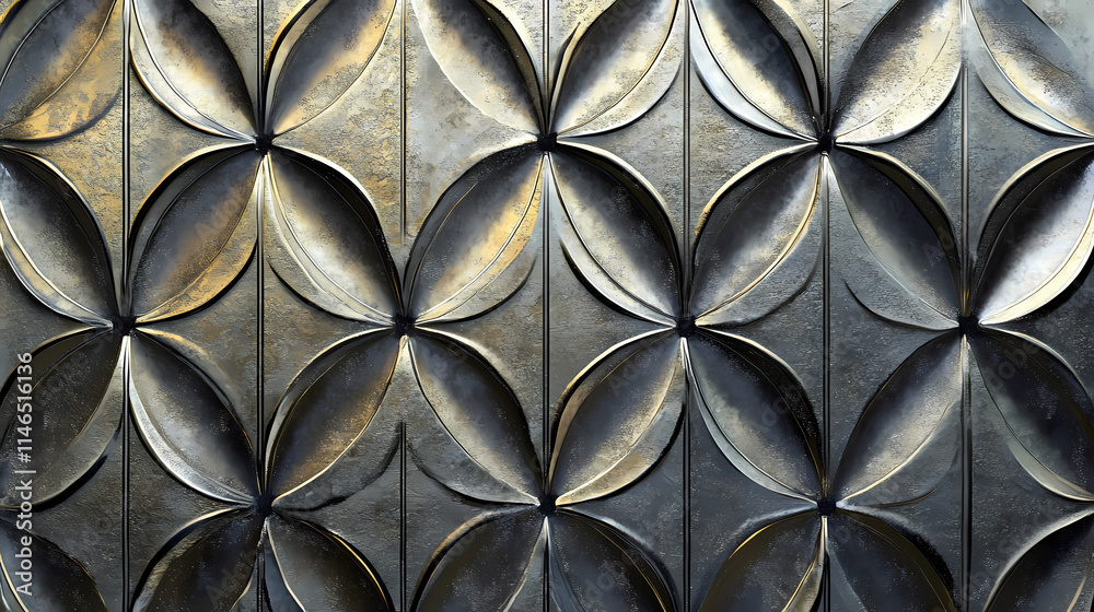 A metallic surface with a diamond pattern created by a repeated series of interlocking raised elliptical shapes. Ecliptical. Illustration A metallic surface with a diamond pattern created by a repeated series of interlocking raised elliptical shapes. Ecliptical. Illustration