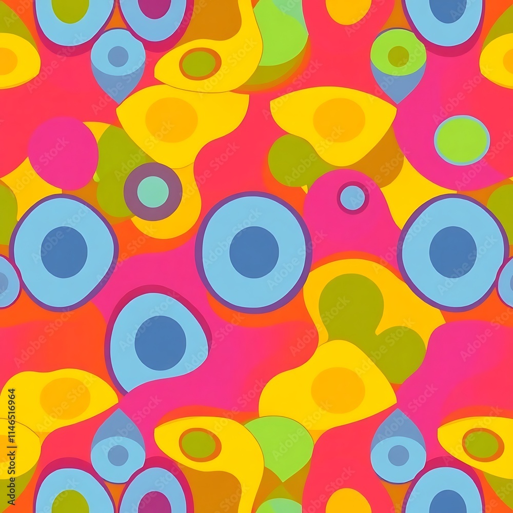 Obraz premium Groovy Retro Seamless Pattern 