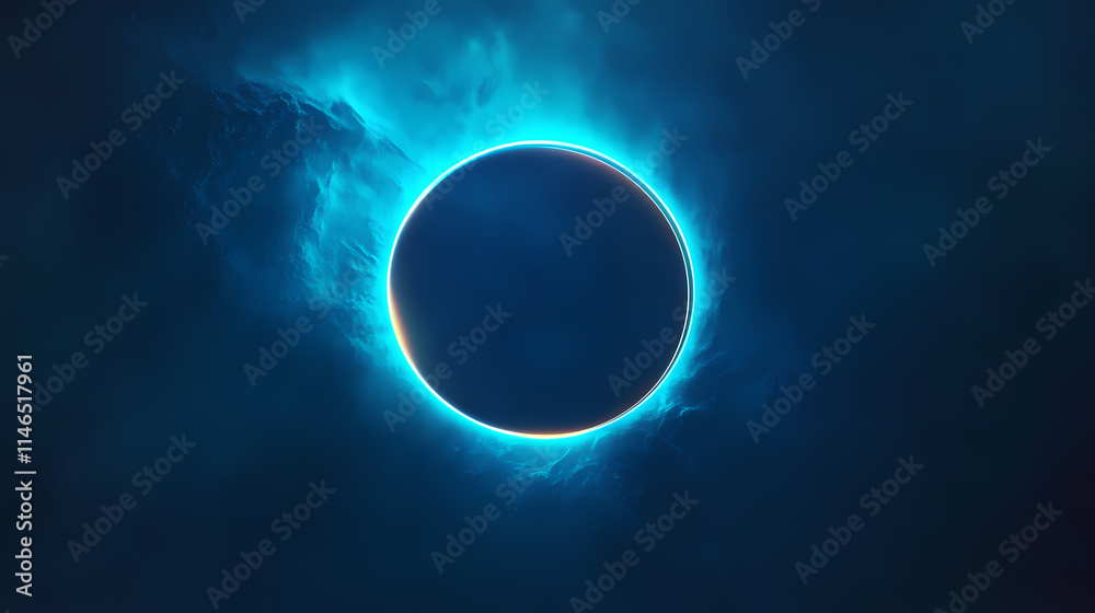 Obraz premium Blue light leak creates a soft, elliptical glow on a transparent background. Ecliptical. Illustration
