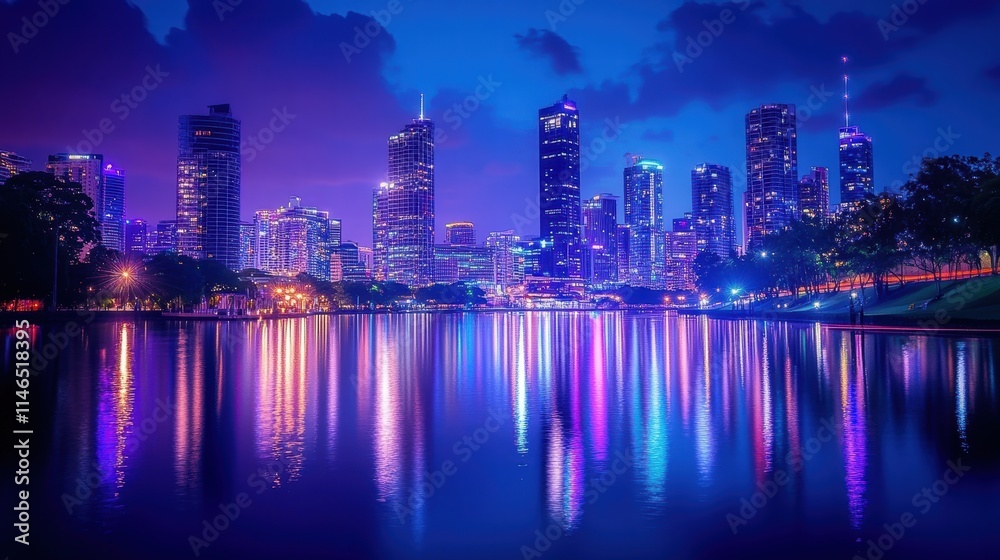 Fototapeta premium night cityscape reflection