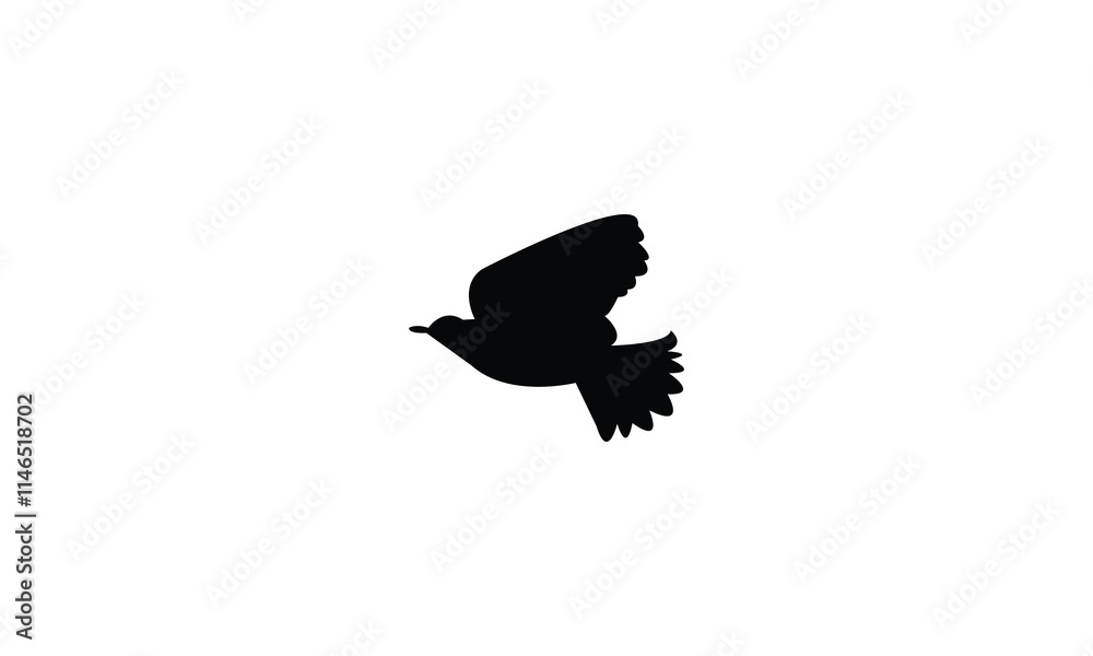Fototapeta premium Flying Longclaw Bird Silhouette Design And Vector Illustration. 