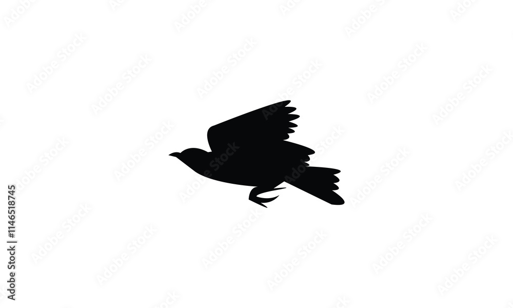 Fototapeta premium Flying Longclaw Bird Silhouette Design And Vector Illustration. 