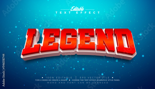Legend 3D Text Effect Design Editable and Scalable Vector Graphic Style Effect with Shadow and Multilevel Typography Lettering on Blue Background. Premium Illustration Template for Greeting Card