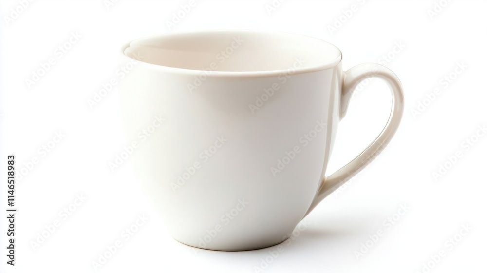 A classic white ceramic coffee mug with a clean, smooth surface and no patterns, perfect for versatile use, isolated on white A classic white ceramic coffee mug with a clean, smooth surface and no patterns, perfect for versatile use, isolated on white