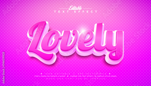 Lovely 3D Text Effect Design Editable and Scalable Vector Graphic Style Effect with Shadow and Multilevel Typography Lettering on Pink Background. Premium Valentines Day Illustration Mockup Template