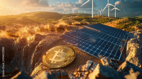 bitcoin mining with renewable energy sustainable cryptocurrency photo