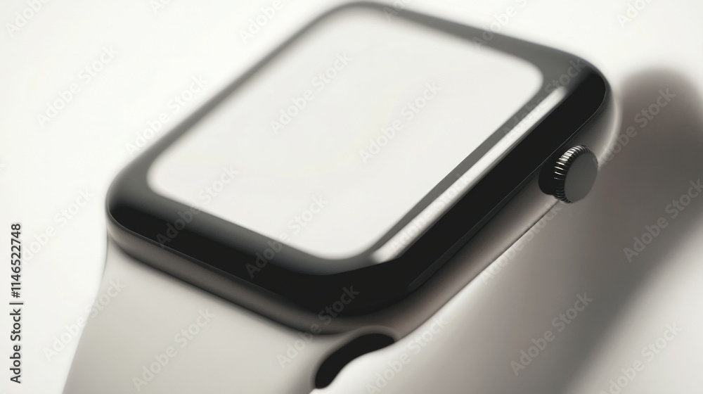 Stainless silver smart watch with white strap isolated on white background Stainless silver smart watch with white strap isolated on white background
