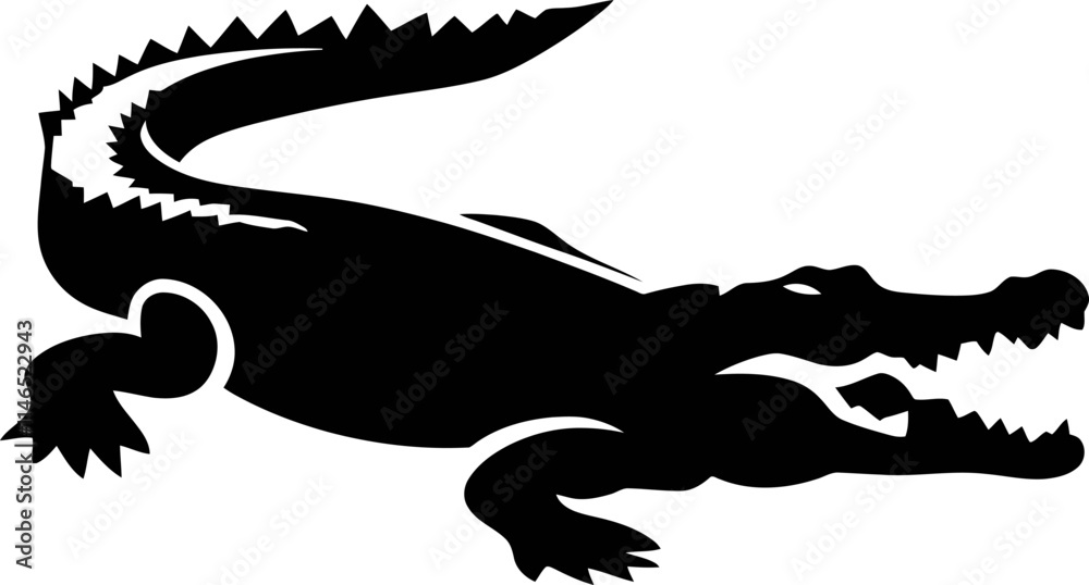 Obraz premium crocodile character Silhouette icon design Minimal style hand drawn