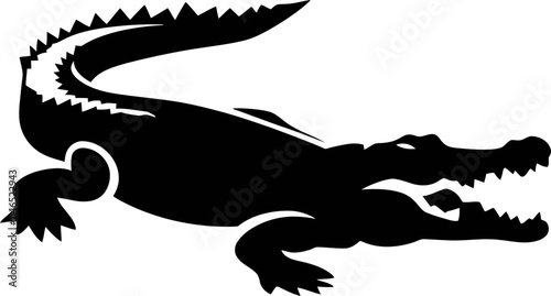 crocodile character Silhouette icon design Minimal style hand drawn