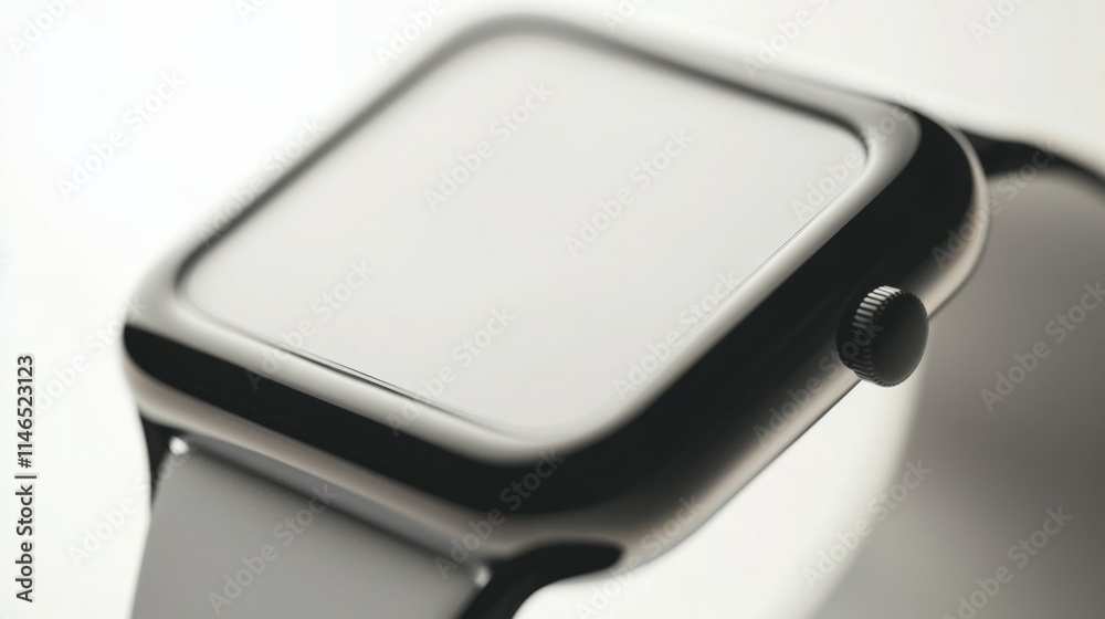 Stainless silver smart watch with white strap isolated on white background Stainless silver smart watch with white strap isolated on white background