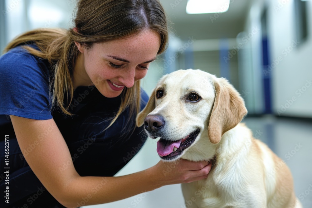 A joyful moment of a woman smiling and engaging with a friendly dog, showcasing the strong connection and bond shared between humans and their furry companions. A joyful moment of a woman smiling and engaging with a friendly dog, showcasing the strong connection and bond shared between humans and their furry companions.