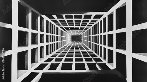 Shadowed cubes interlocked in an endless geometric grid. shadowed. illustration. Shadowed. Illustration