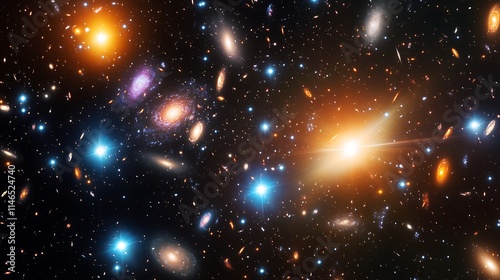 Dreamlike deep space background glowing vibrantly with radiant galaxies and countless starlit skies