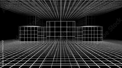 Shadowed cubes interlocked in an endless geometric grid. shadowed. illustration. Shadowed. Illustration