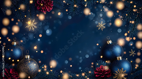 Abstract dark blue Christmas festive background,