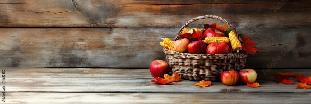 A full basket of Fall harvest. Seasonal theme for greeting card background. A full basket of Fall harvest. Seasonal theme for greeting card background.