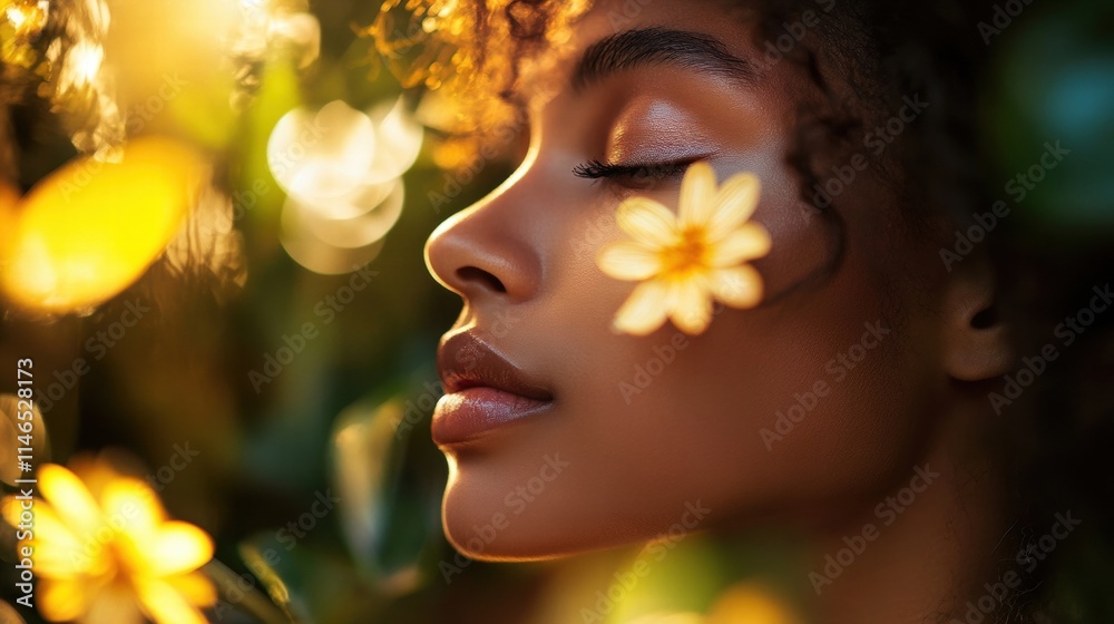 Fototapeta premium woman in nature peaceful portrait