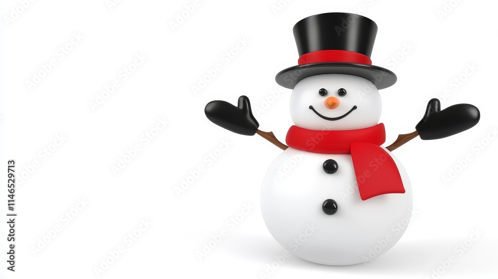 Playful 3D Snowman with Hat and Scarf Welcoming You in a Bright and Cheerful Winter Wonderland Scene Playful 3D Snowman with Hat and Scarf Welcoming You in a Bright and Cheerful Winter Wonderland Scene