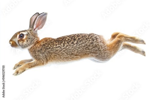 brown rabbit jump isolated on a white background 