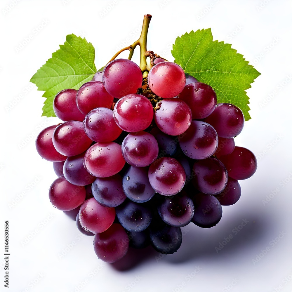 Fototapeta premium Grapes on white background, vibrant color and plump texture, fresh grapes and healthy snacks