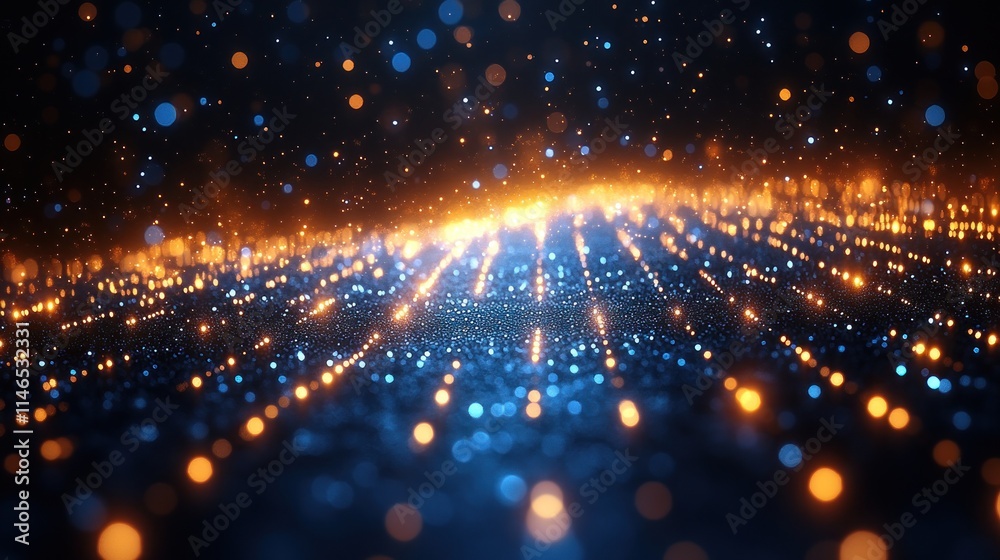 Fototapeta premium Abstract glowing particles background.