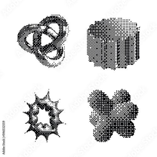 Dither halftone bitmap icons concept