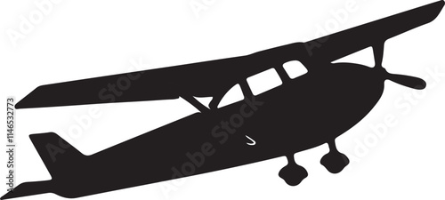 Illustration of a small passenger airplane icon silhouette