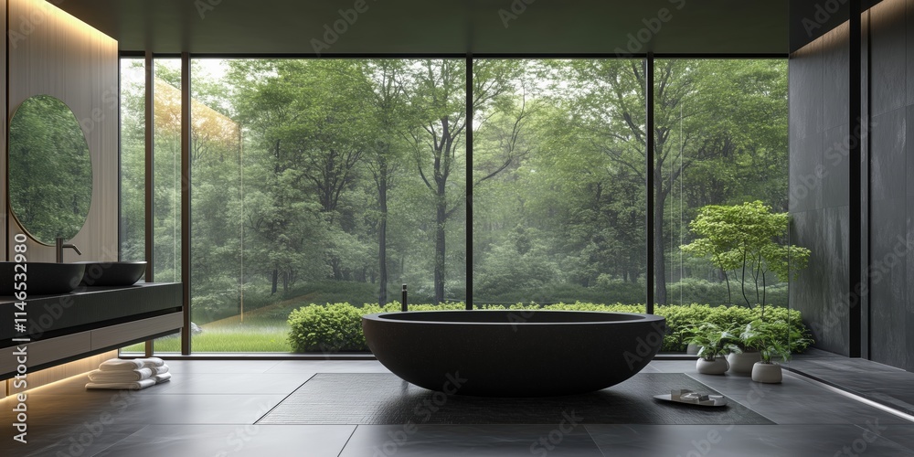 Modern Zen Bathroom with Scenic Forest View
Modern Zen Bathroom with Scenic Forest View