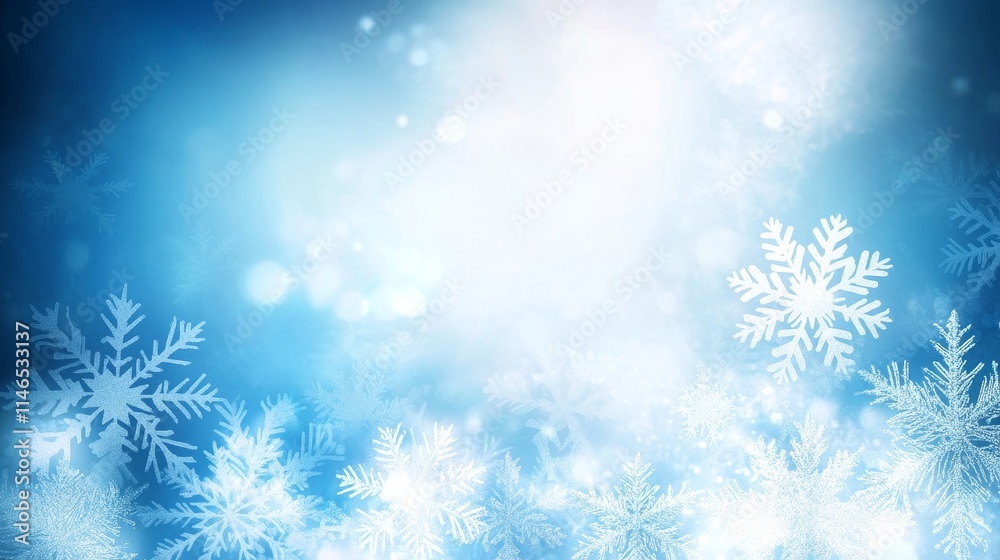 Beautiful Christmas Background with Soft Blue Gradients and Delicate Snowflakes Floating in a Winter Wonderland Beautiful Christmas Background with Soft Blue Gradients and Delicate Snowflakes Floating in a Winter Wonderland