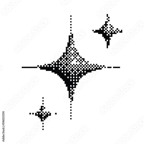 Stars dither halftone bitmap icons photo