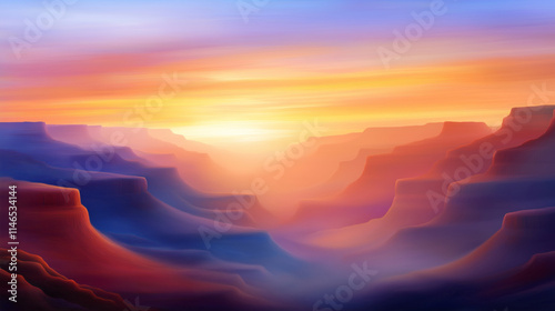 A pastel canyon glowing under the soft light of a fading sunset , imagine oil painting, impressionist style, landscape, golden hour