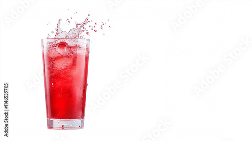 Wallpaper Mural A tall glass filled with red liquid and ice cubes is captured in motion with a dynamic splash rising above the glass, isolated on a white background. with copy space Torontodigital.ca