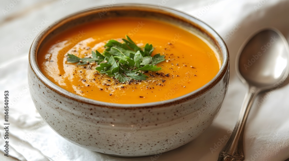 Delicious pumpkin soup recipe cozy kitchen food photography warm lighting culinary art seasonal inspiration Delicious pumpkin soup recipe cozy kitchen food photography warm lighting culinary art seasonal inspiration