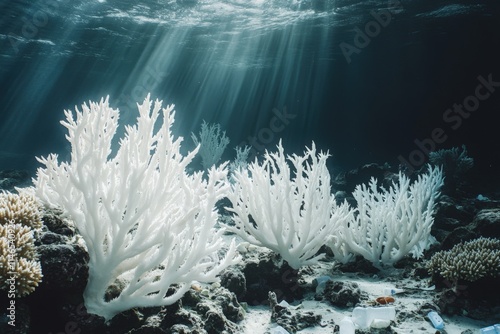 Fototapeta Naklejka Na Ścianę i Meble -  a dead coral reef with rubbish