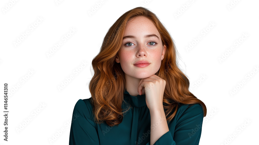 Thoughtful young woman portrait with transparent background Thoughtful young woman portrait with transparent background