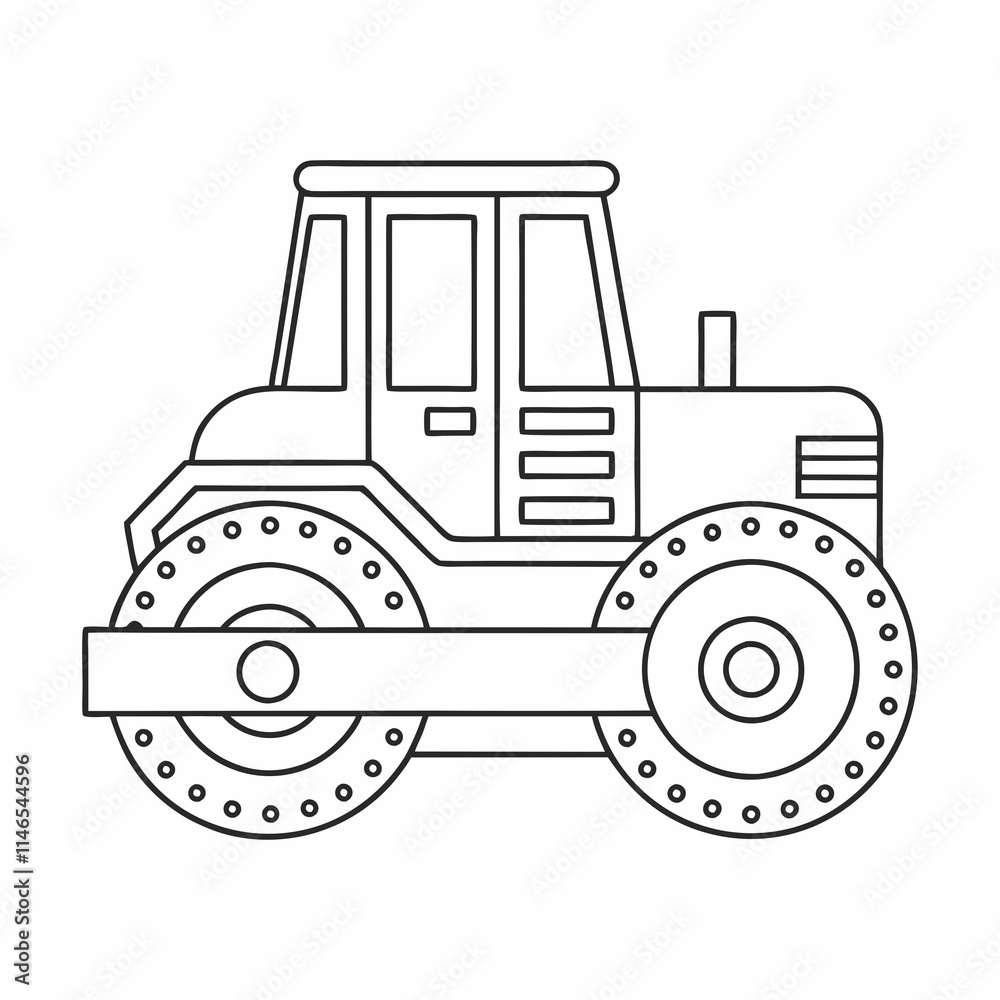 Naklejka premium Road Roller Outline Vector Design