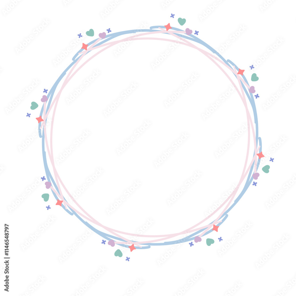 Pastel Wreath Border Decoration Illustration Pastel Wreath Border Decoration Illustration