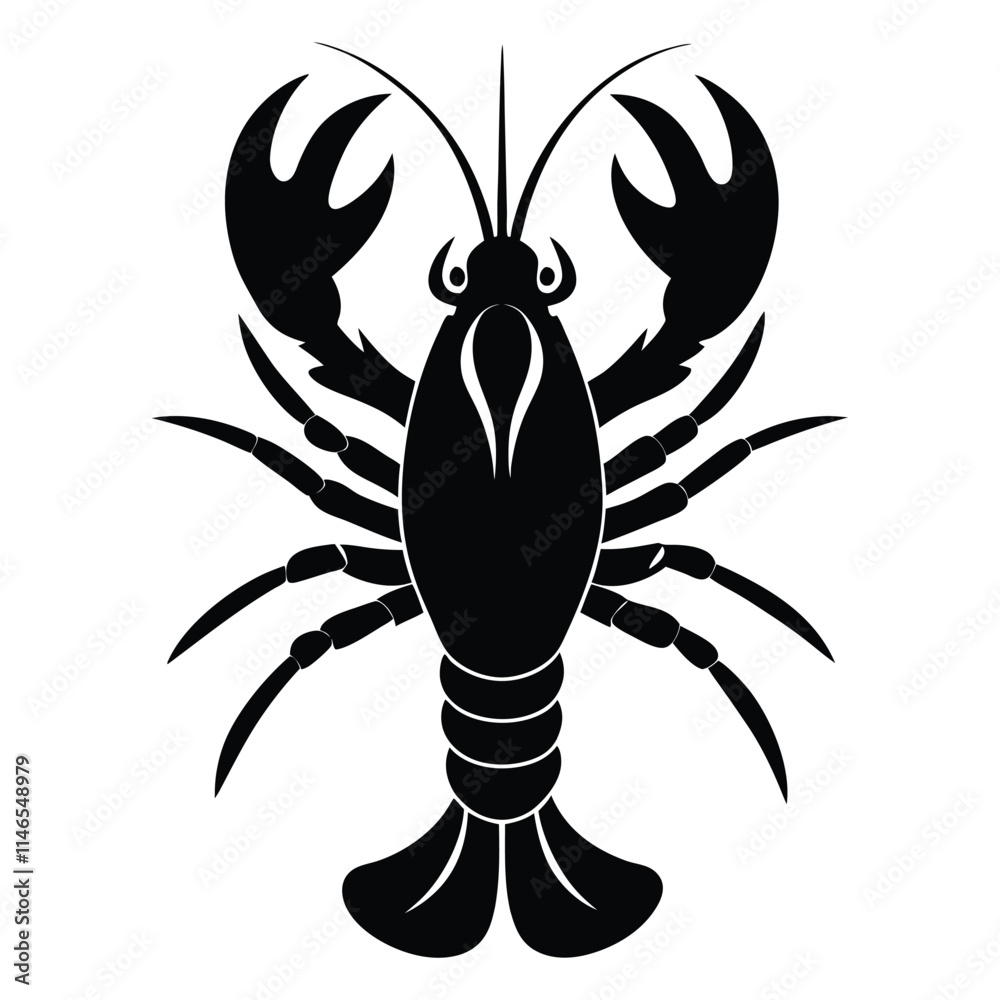 lobster vector silhouette on white background lobster vector silhouette on white background