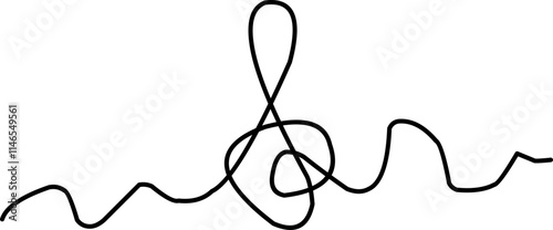 one line musical clef vector. Continuous line art drawing silhouette of classical culture melody sound. Hand drawn doodle elements vector illustration stock illustration