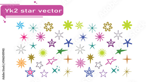 abstract design vector 3D & Yk2 stars sets photo