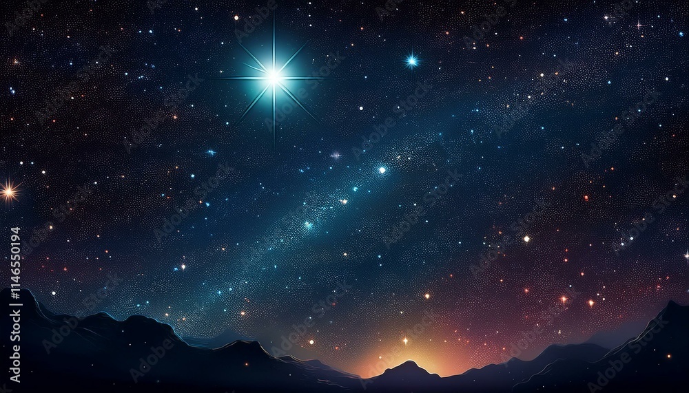 Fototapeta premium Gorgeous dark night sky with a single very bright star