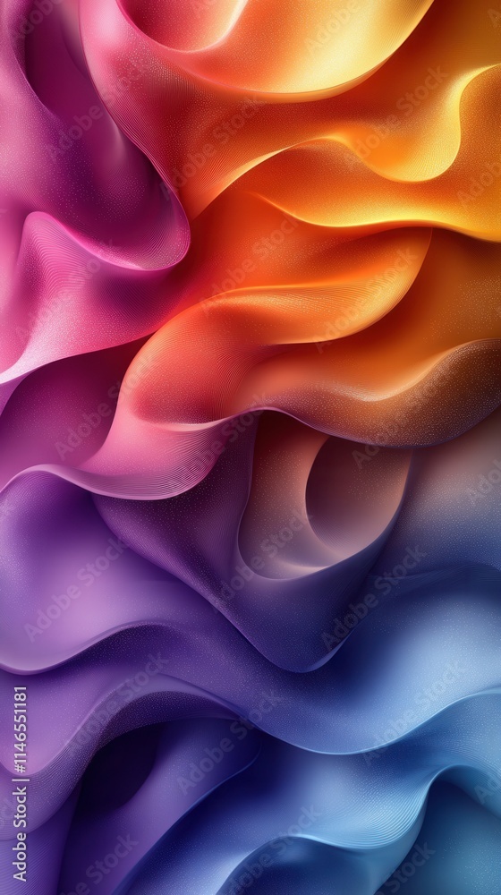Obraz premium A vibrant abstract design featuring flowing waves of color in shades of pink, orange, purple, and blue.