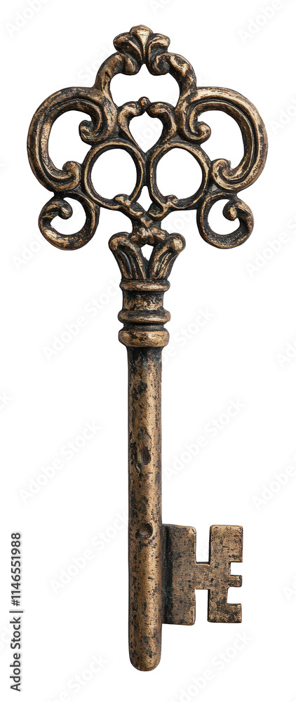 A gold key with a crown on top of it. The key is old and ornate. It is a symbol of power and authority A gold key with a crown on top of it. The key is old and ornate. It is a symbol of power and authority