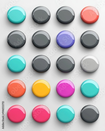 Free Download Three-Dimensional Gray Buttons: Bright Circular Options for Colorful Choices - GFXLoad