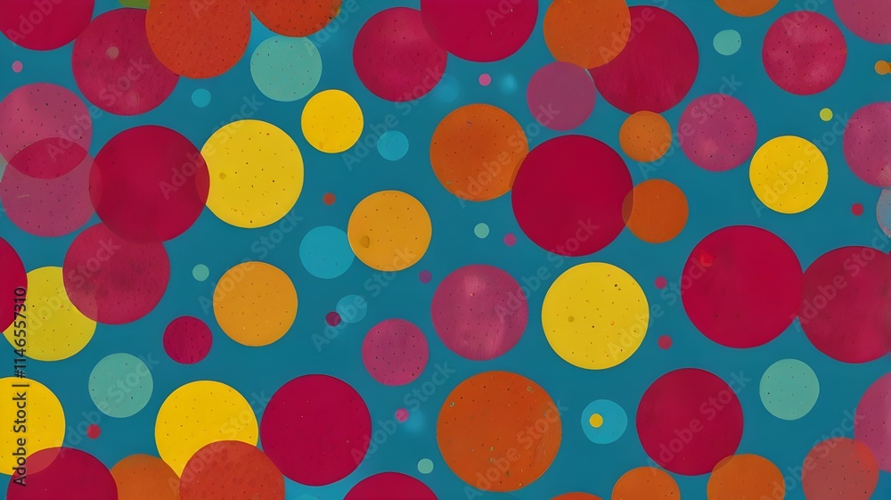 A polka dot pattern in bright colors like hot pink, yellow, and turquoise A polka dot pattern in bright colors like hot pink, yellow, and turquoise