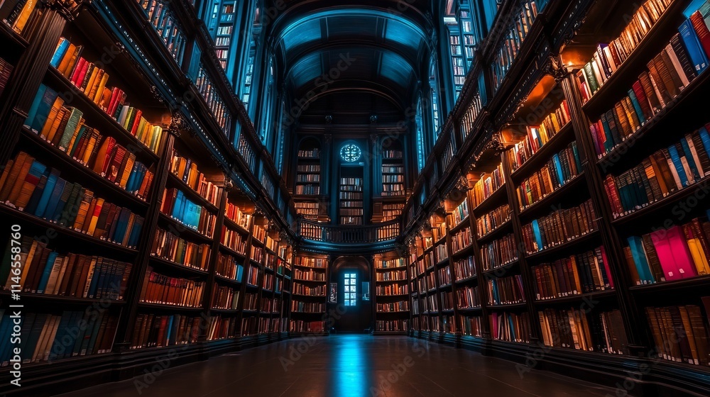 Fototapeta premium Grand Library Interior A Sanctuary of Knowledge and Books